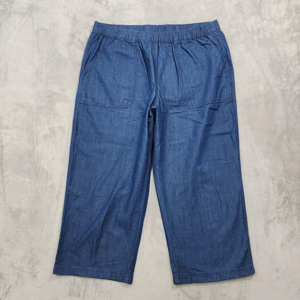 Style&co. Pants Womens XL Blue Denim Capri Pull On Relaxed Straight Leg Casual